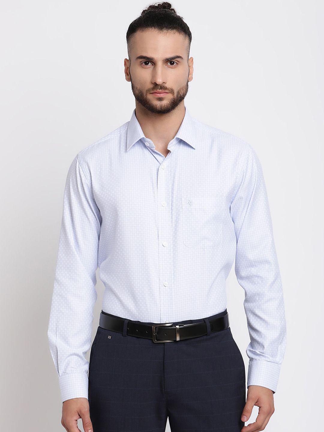 cantabil men blue cotton regular fit formal shirt