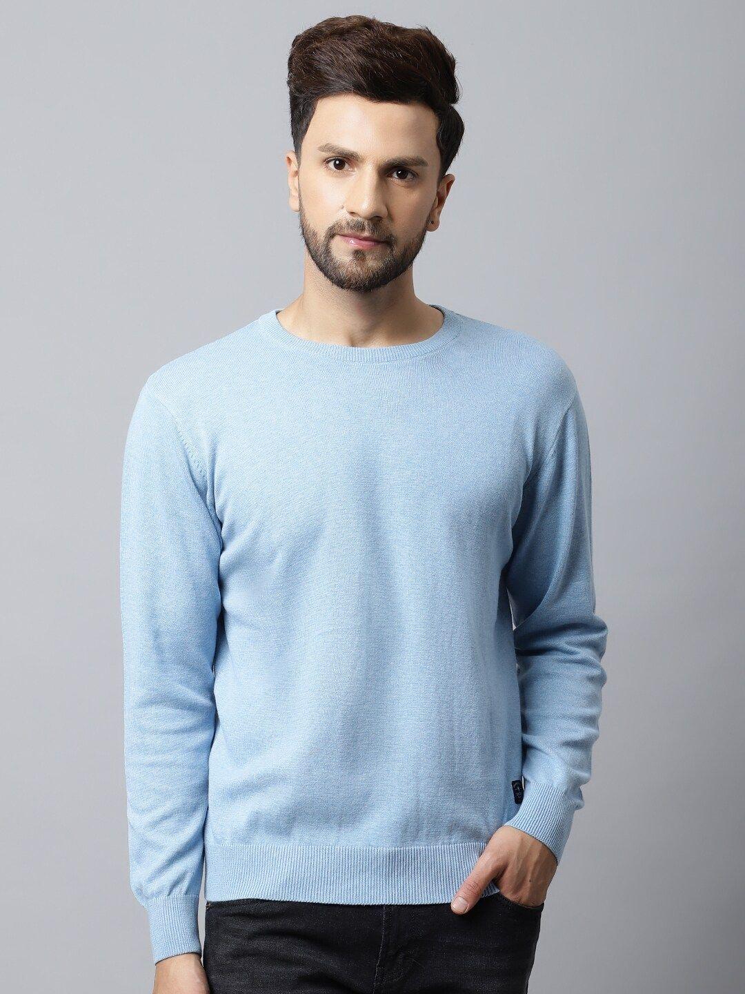 cantabil men blue solid pullover