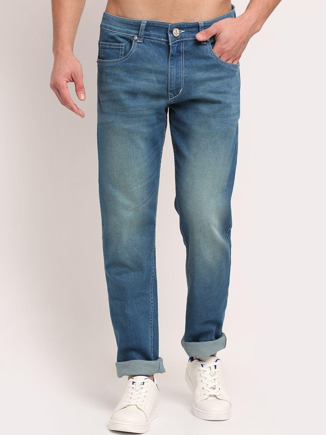 cantabil men blue straight fit heavy fade jeans