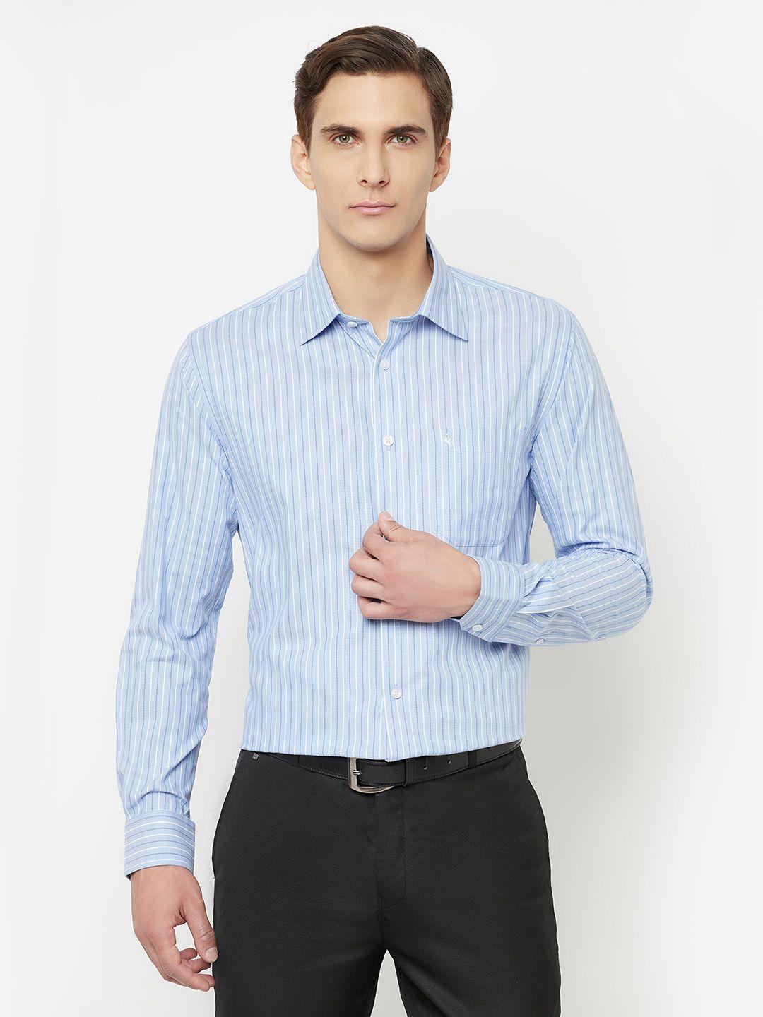 cantabil men blue striped formal shirt