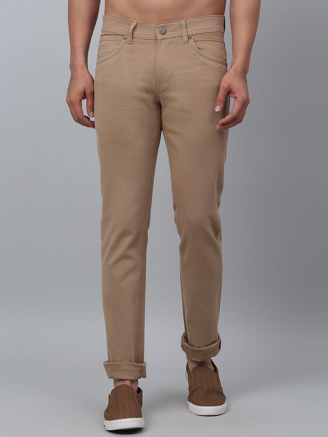 cantabil men comfort mid-rise cotton regular trousers