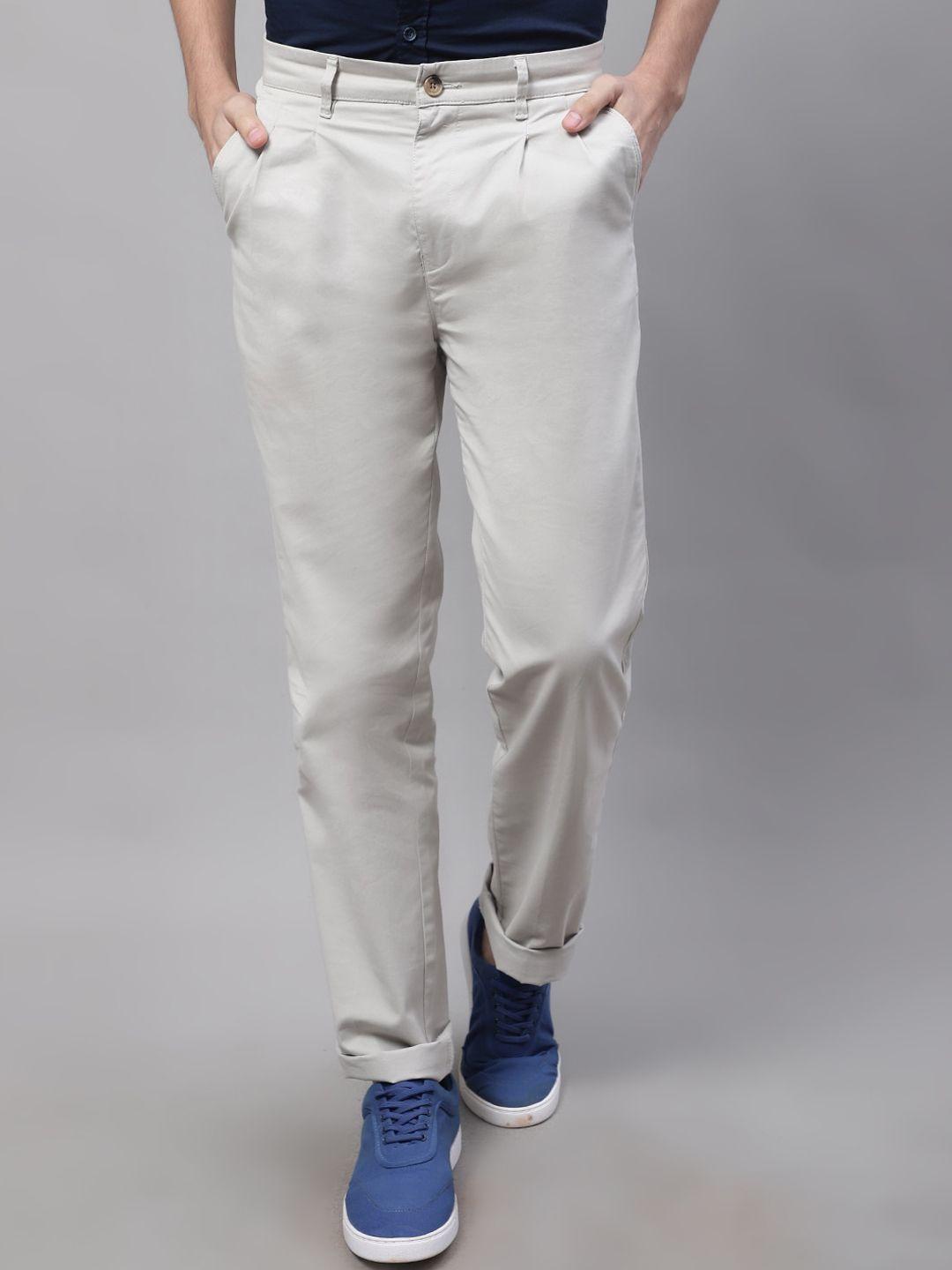 cantabil men cotton regular fit trousers