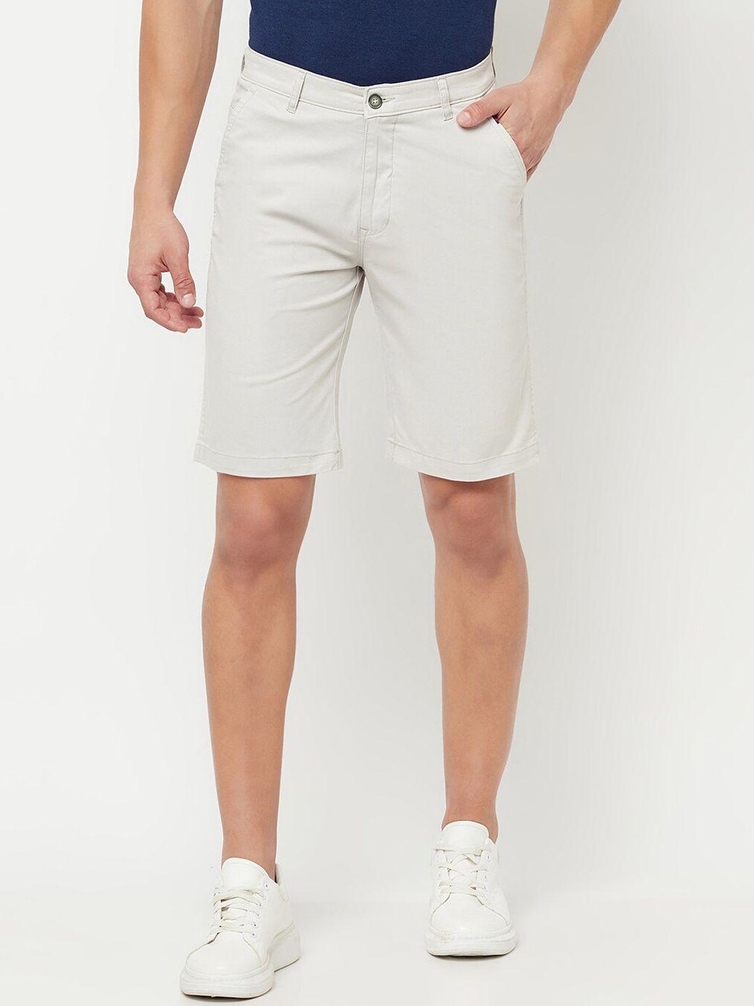 cantabil men cream-coloured solid regular shorts