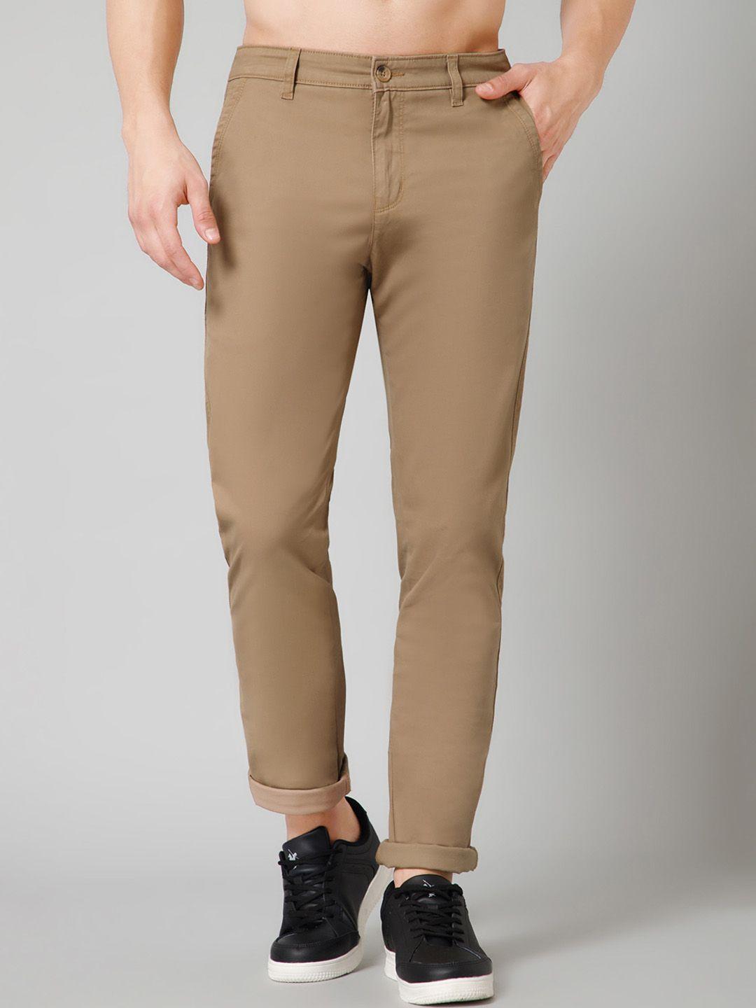 cantabil men flat-front mid-rise regular fit comfort regular trousers