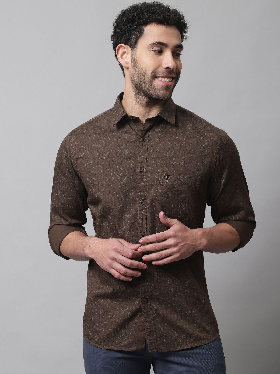 cantabil men floral printed casual cotton shirt