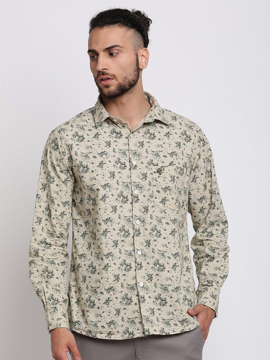 cantabil men floral printed casual cotton shirt