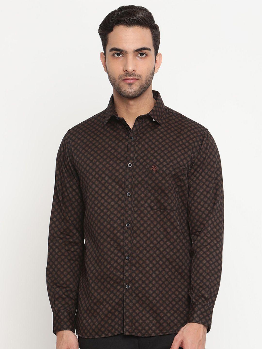 cantabil men geometric printed cotton casual shirt