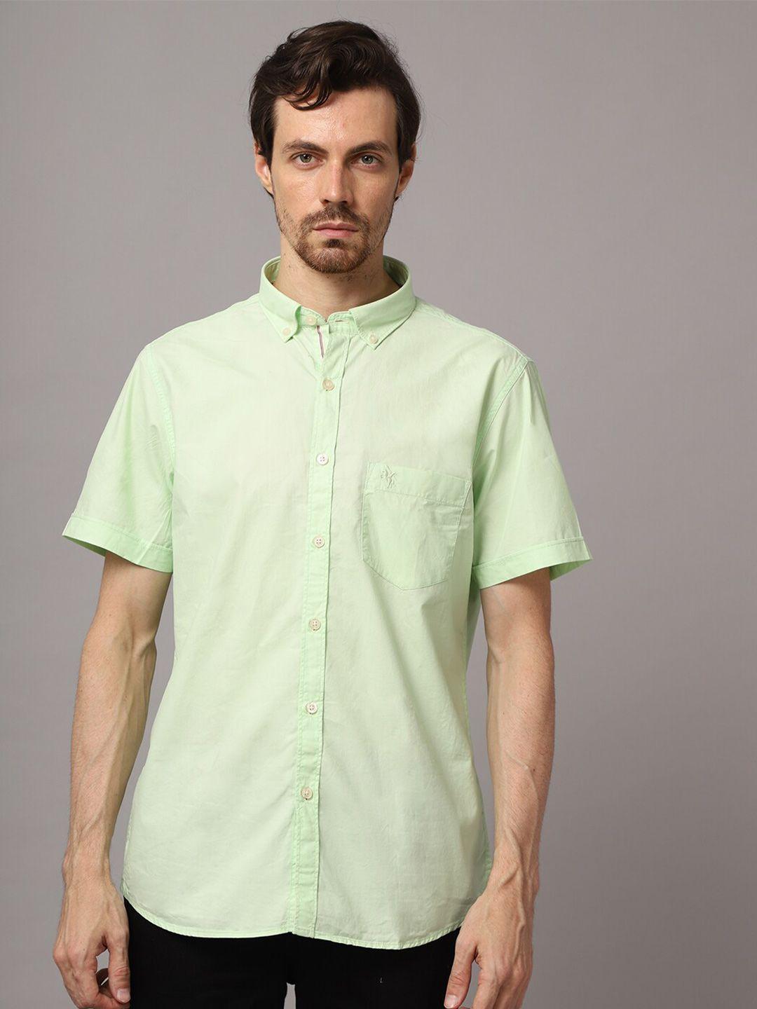 cantabil men green casual shirt