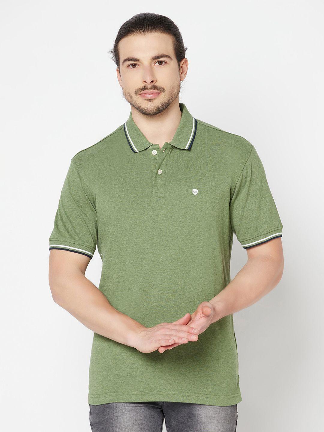 cantabil men green polo collar t-shirt
