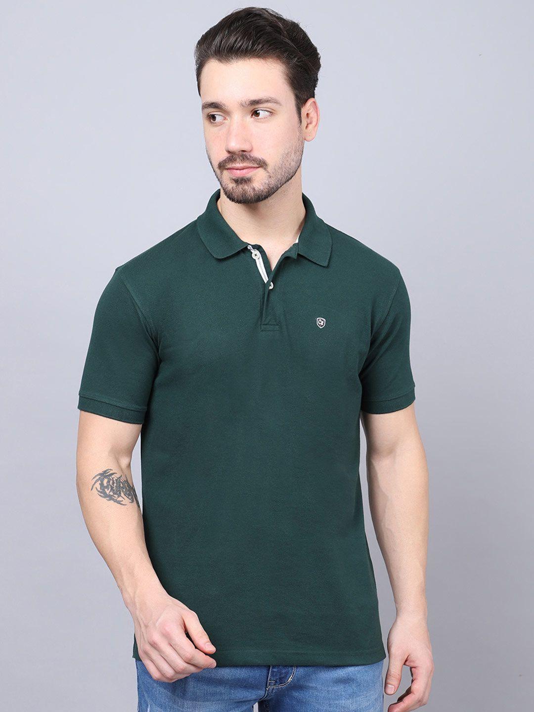 cantabil men green polo collar t-shirt