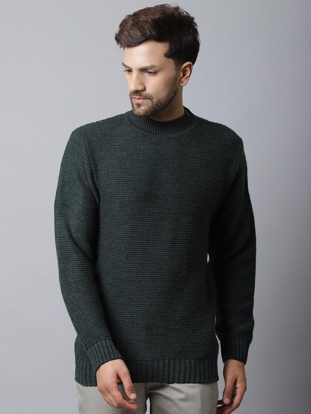 cantabil men green ribbed pullover