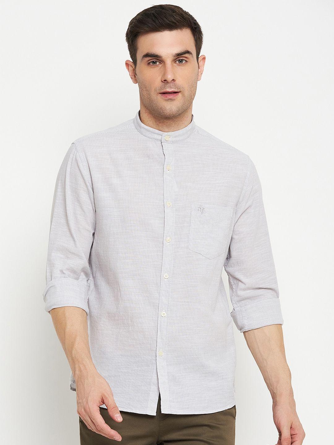 cantabil men grey comfort opaque casual shirt