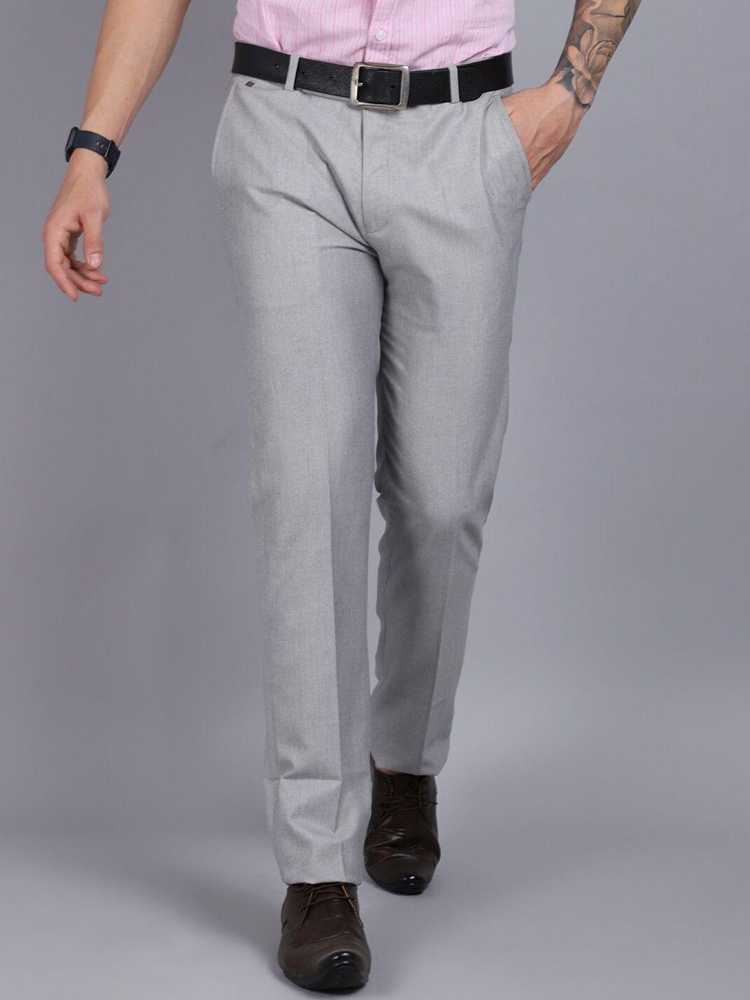 cantabil men grey formal cotton trouser