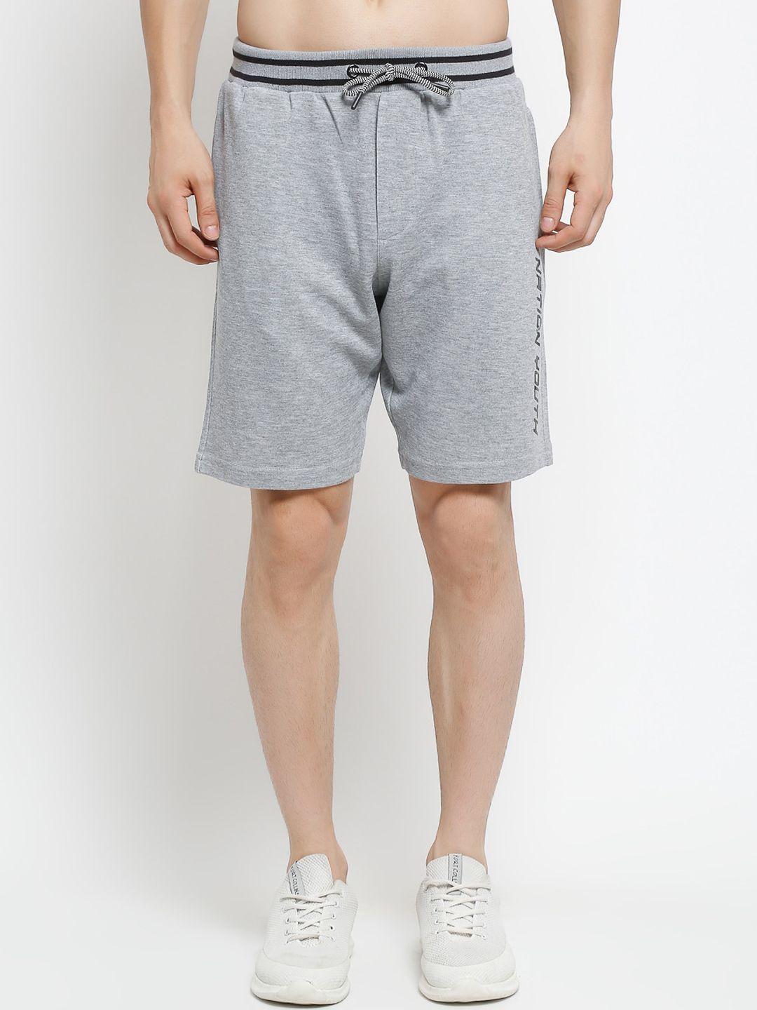 cantabil men grey melange cotton sports shorts