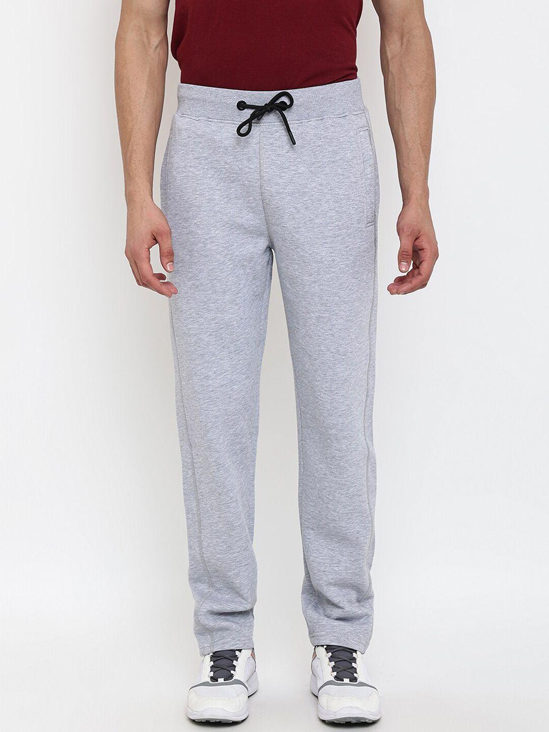 cantabil men grey melange solid cotton regular fit track pants