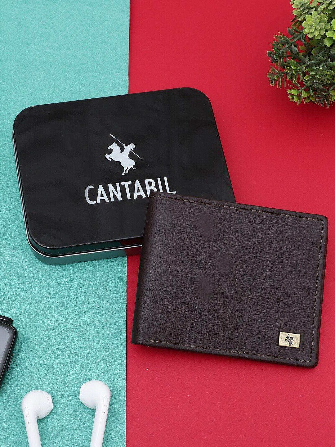 cantabil men leather two fold wallet