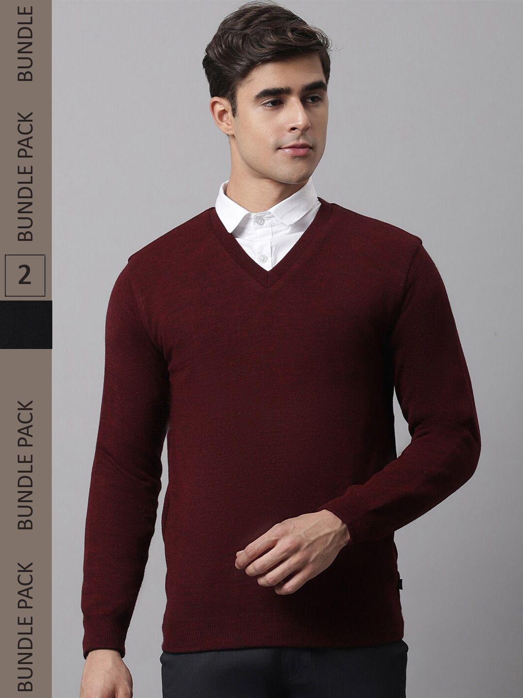 cantabil men maroon & black reversible sweater pullover