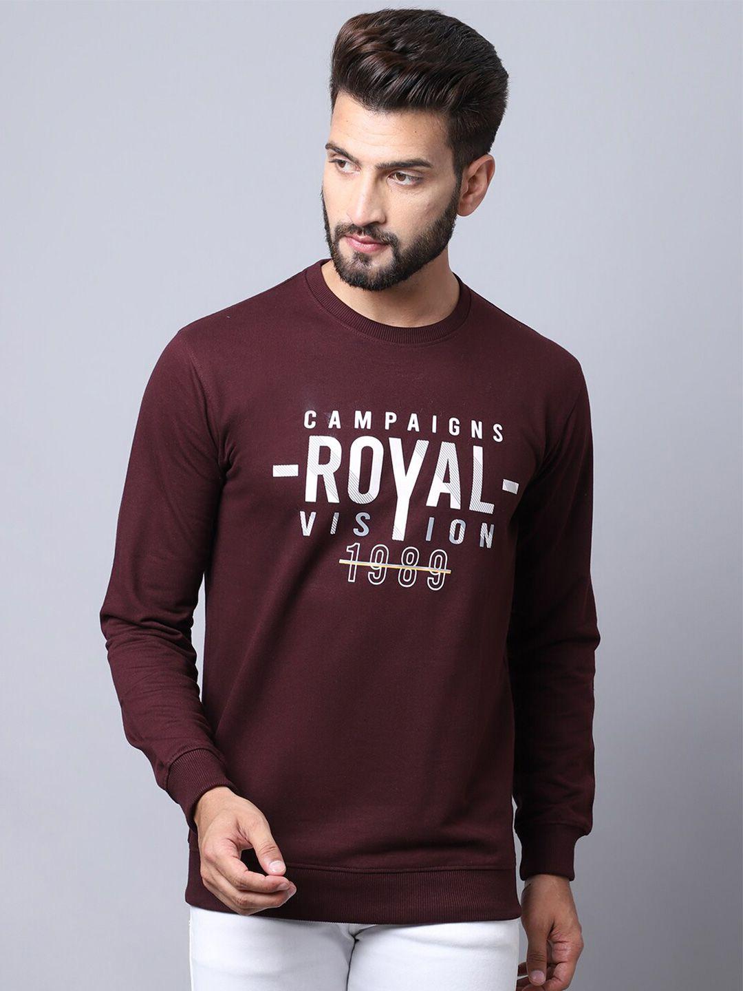cantabil men maroon cotton typography printed t-shirt