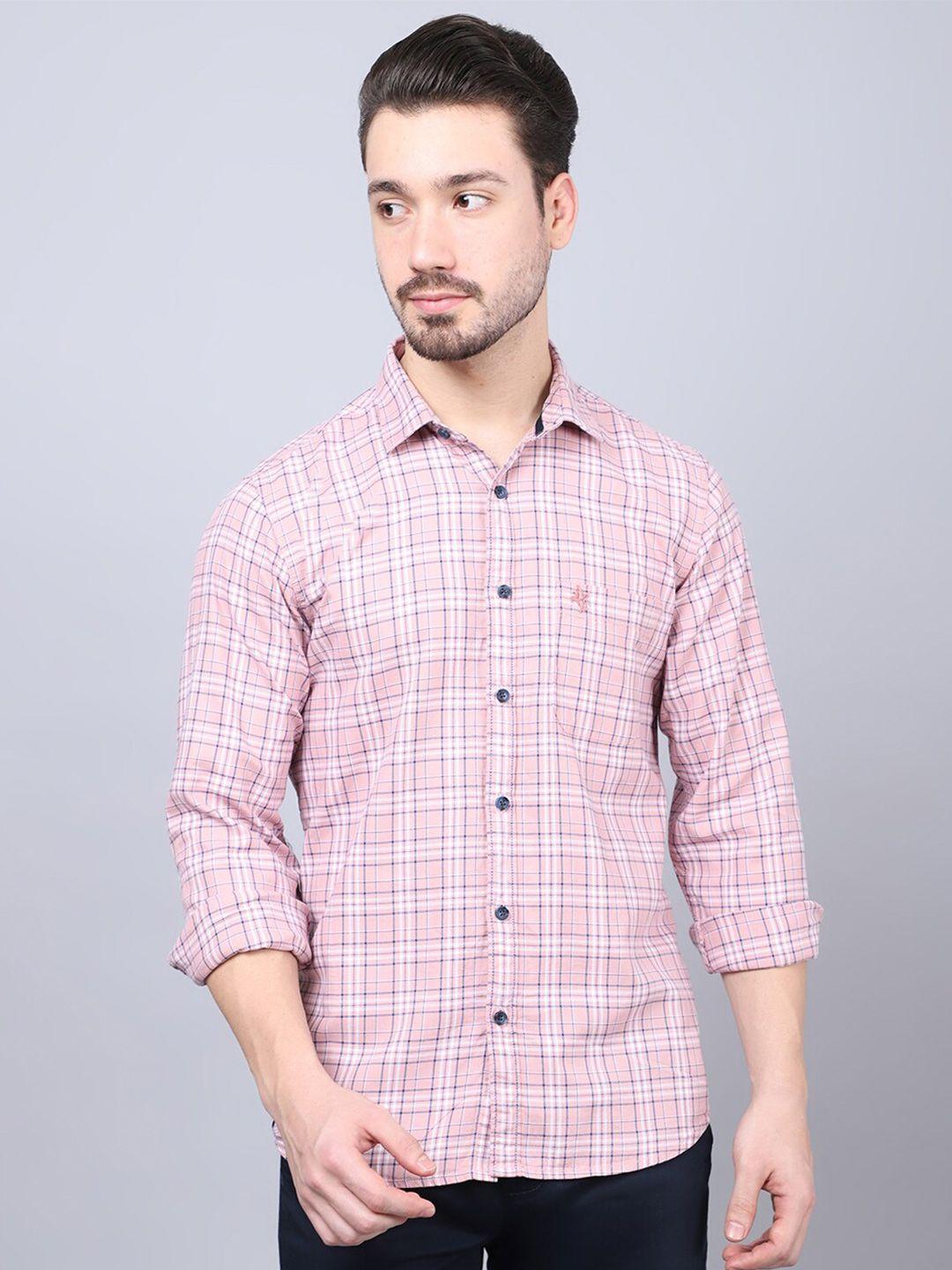 cantabil men mauve checked casual shirt