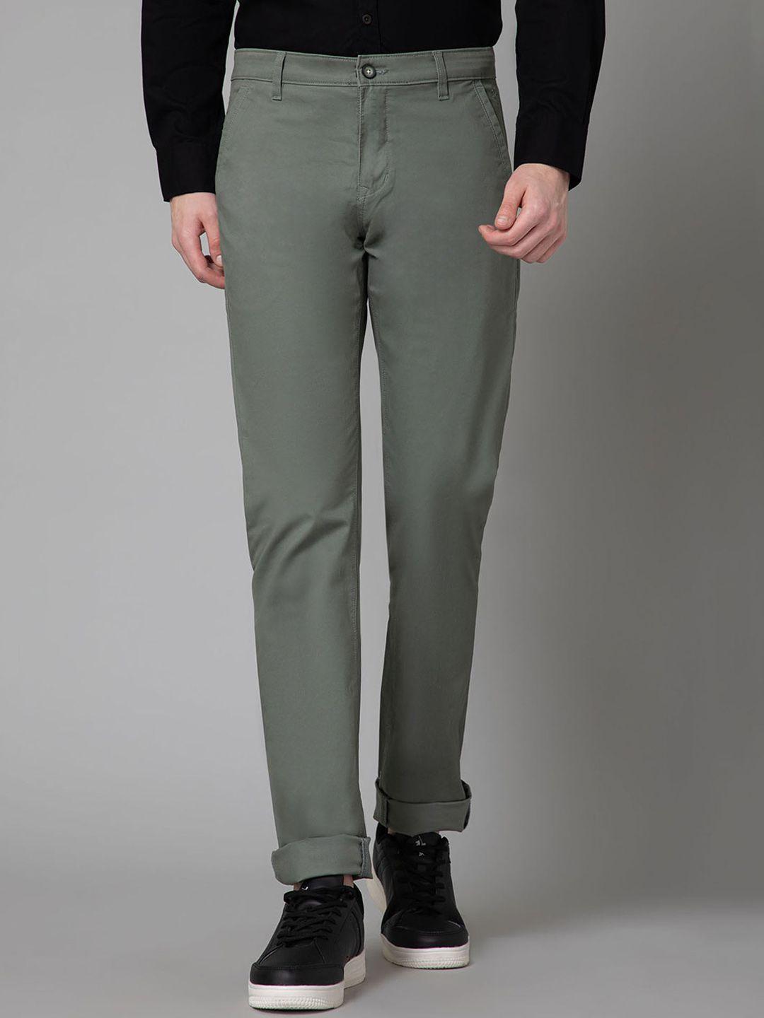 cantabil men mid-rise cotton chinos trouser