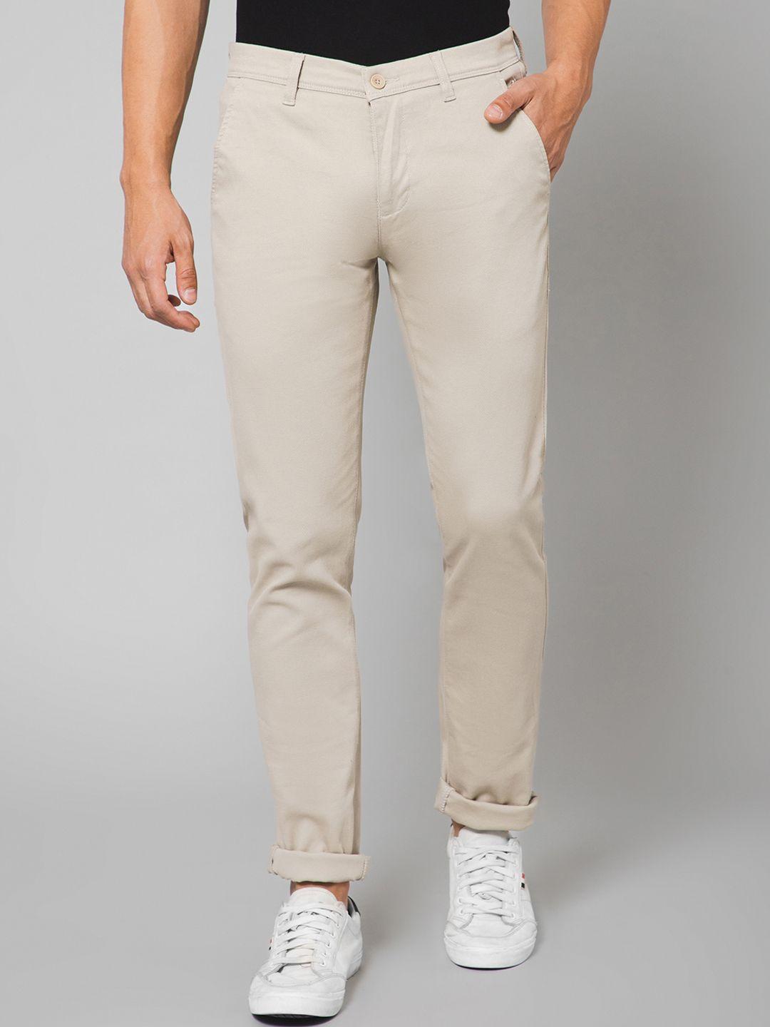 cantabil men mid rise cotton chinos trousers