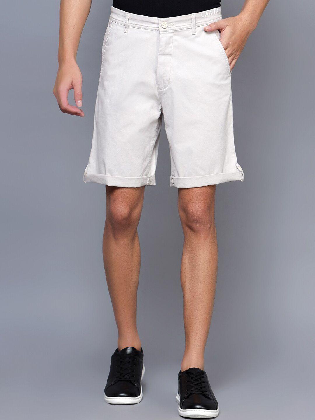 cantabil men mid-rise knee length cotton chino shorts