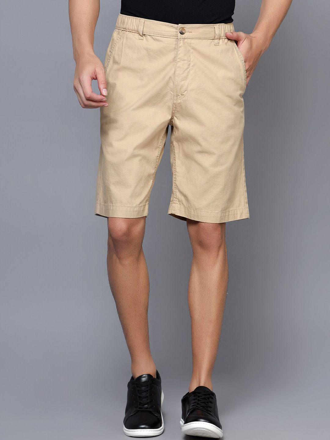 cantabil men mid-rise knee length cotton chino shorts
