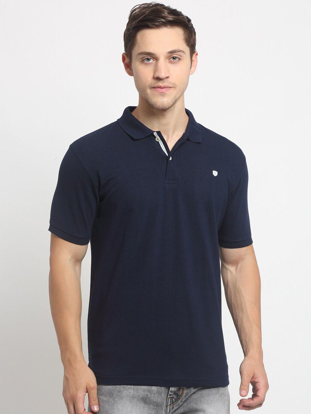 cantabil men navy blue polo collar slim fit t-shirt