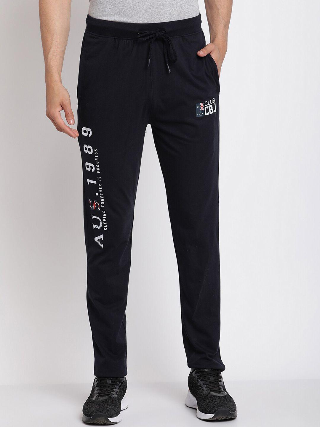 cantabil men navy blue solid pure cotton track pant