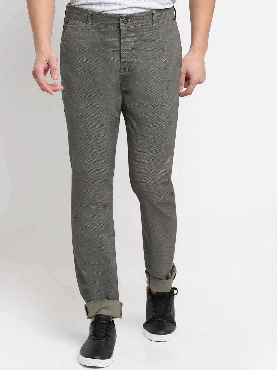 cantabil men olive green original pure cotton trousers