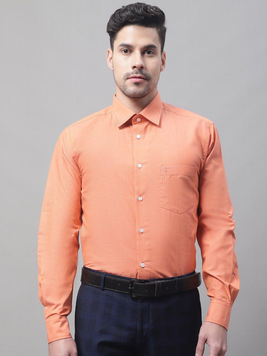 cantabil men orange formal shirt