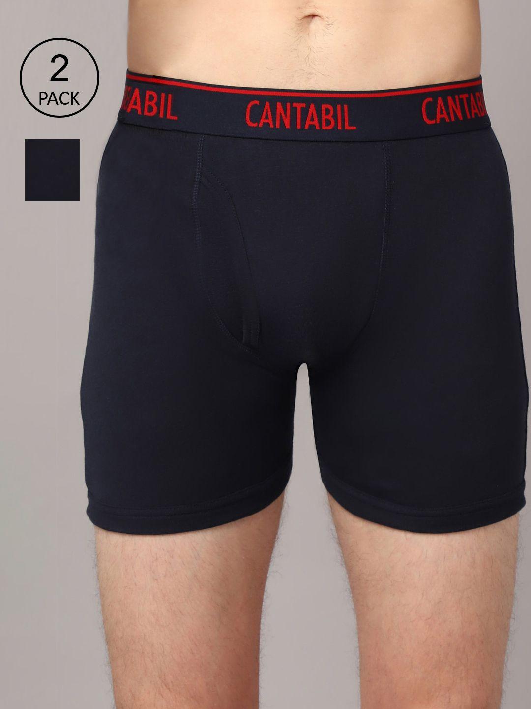 cantabil men pack of 2 navy blue solid cotton basic briefs