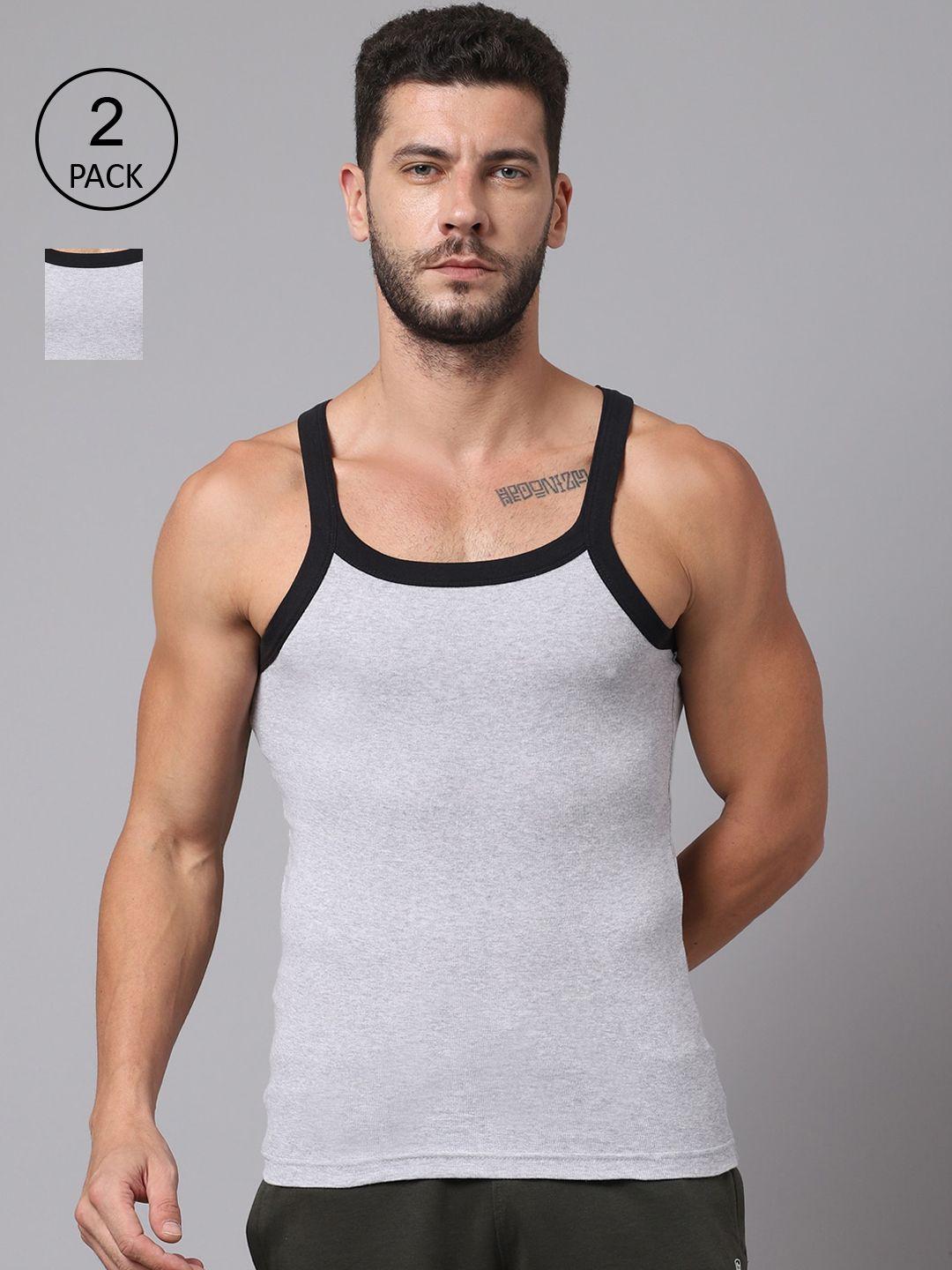 cantabil men pack of 2 solid cotton innerwear vest