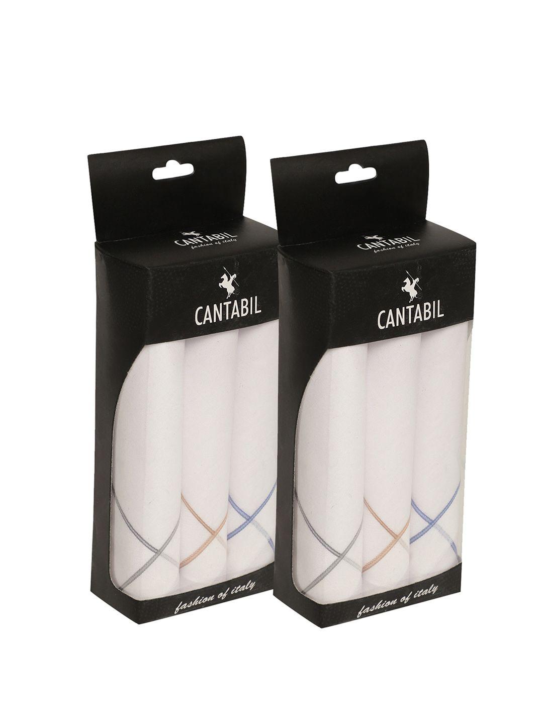 cantabil men pack of 6 white solid pure cotton handkerchief