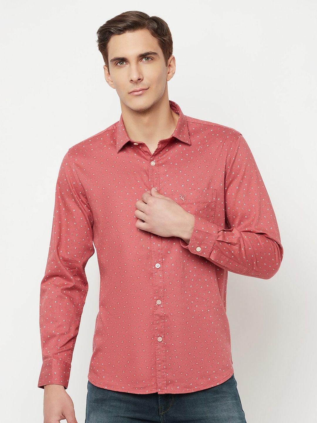 cantabil men pink classic floral printed cotton casual shirt