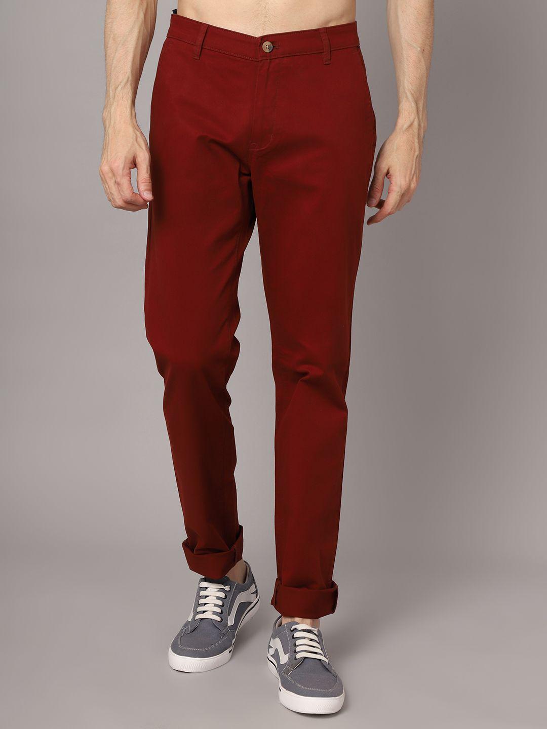 cantabil men rust chinos trousers