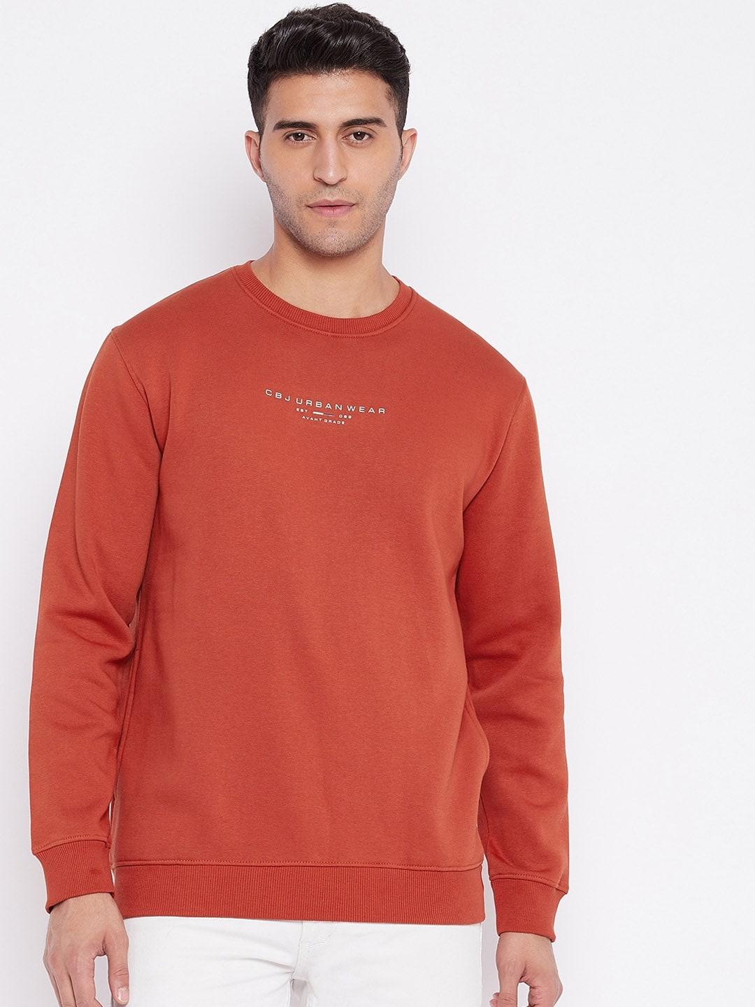cantabil men rust printed sweatshirt