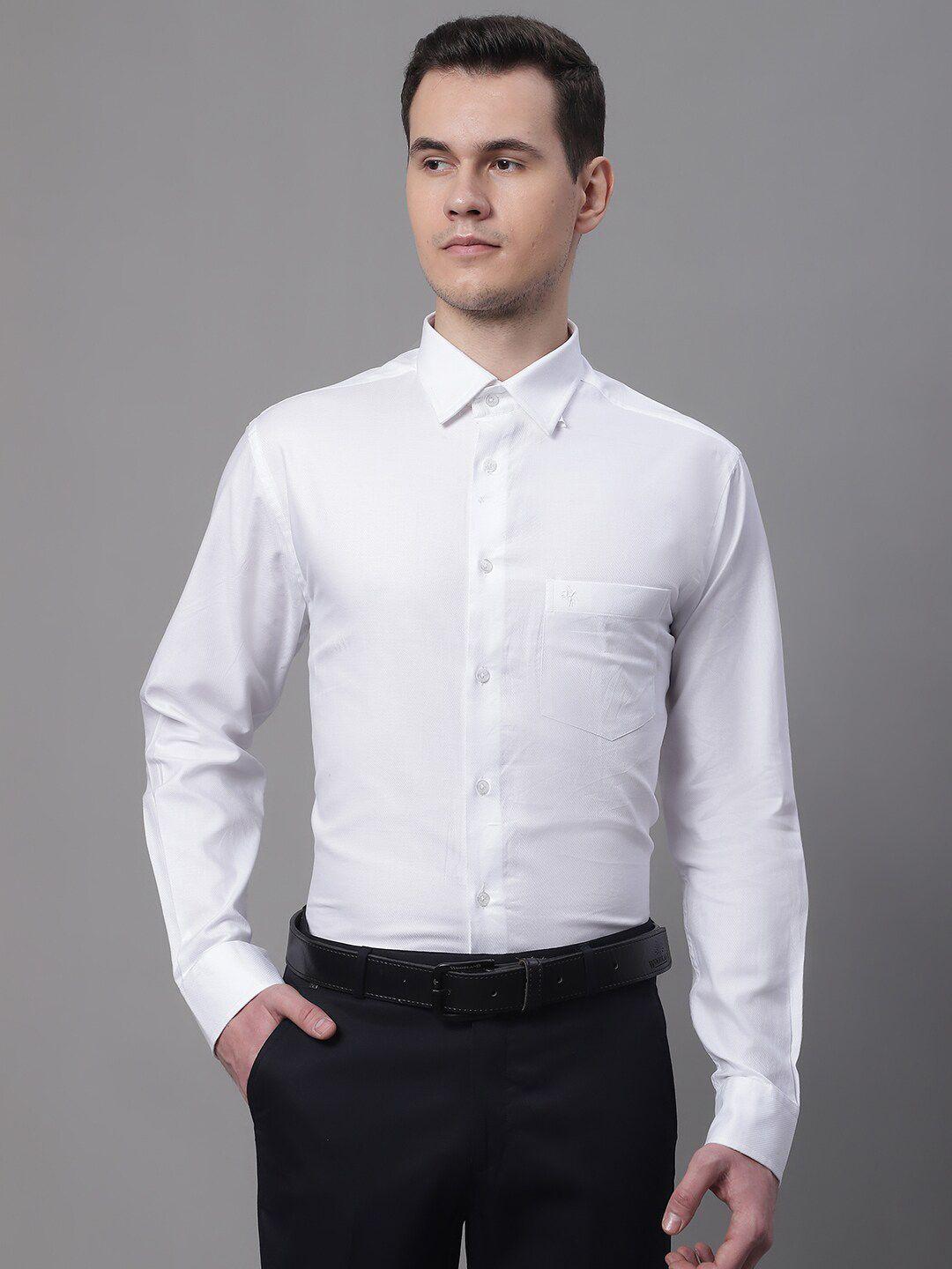 cantabil men self design cotton formal shirt