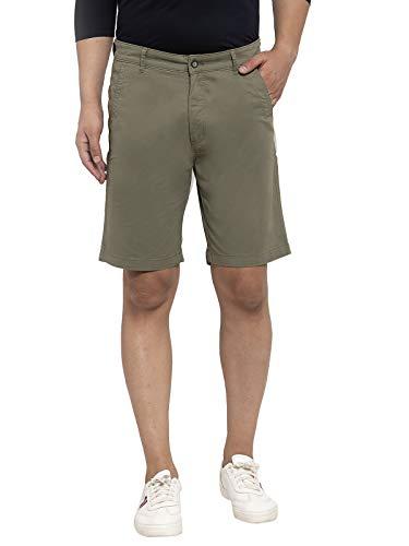 cantabil men solid regular fit shorts for men | casual wear shorts for men | shorts for men (ctb1101-olive_30)