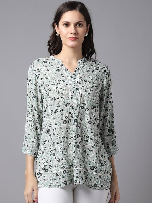 cantabil mint green printed tunic