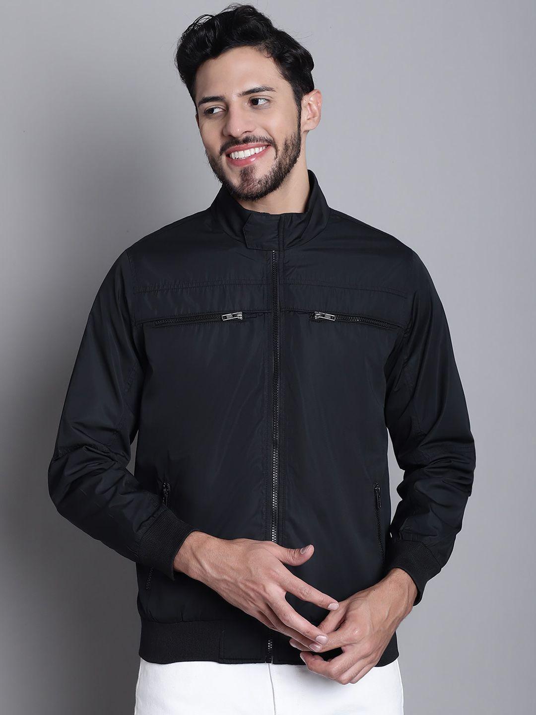 cantabil mock collar lightweight bomber jacket with zip detail