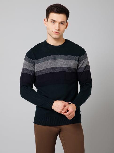 cantabil multicolor regular fit striped sweater