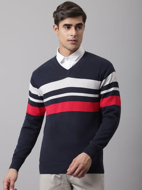 cantabil multicolor regular fit striped sweater