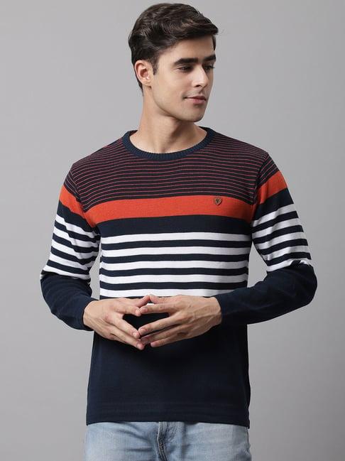 cantabil multicolor regular fit striped sweater