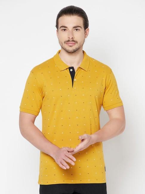cantabil mustard cotton regular fit polo t-shirt
