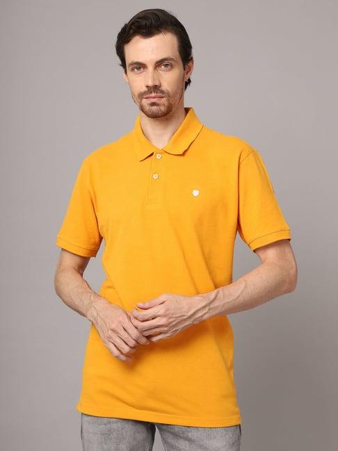 cantabil mustard regular fit polo t-shirt