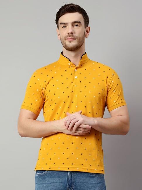 cantabil mustard regular fit printed t-shirt