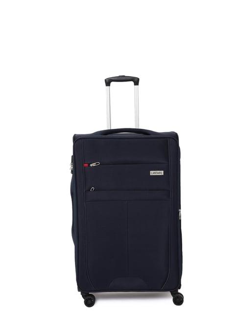 cantabil navy blue 8 wheel small soft cabin trolley - 51 cm