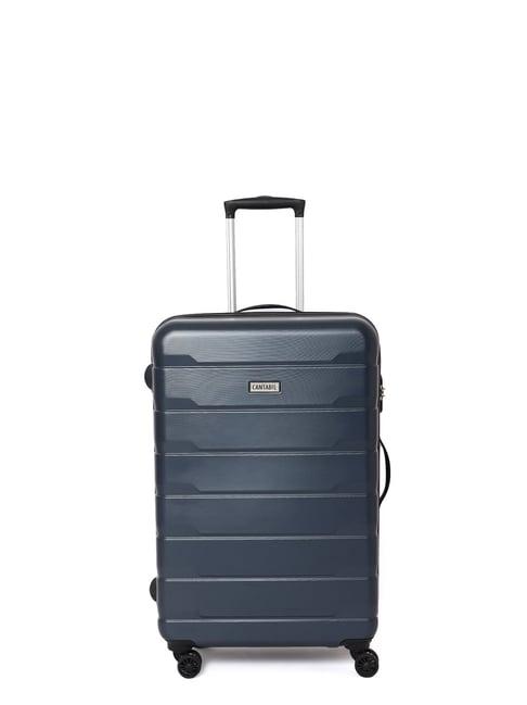 cantabil navy blue 8 wheel textured small hard cabin trolley - 51 cm