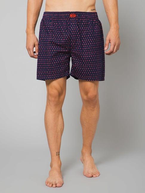 cantabil navy blue cotton regular fit printed boxers